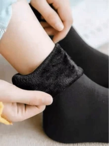 1/3/5/10双女士中筒袜，女士高弹力保暖袜，适合男女日常穿着纯色保暖袜 - 彩色 - 查看 1