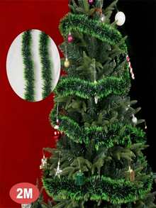 1/3/5Pcs 2m Christmas Tinsel Garland,Dark Green Glittering For Xmas Tree Party Wedding Supplies, Xmas Garland For Home Indoor Outdoor Christmas Tree Decoration, Holiday Wedding Party Supplies - Green - View 2