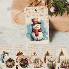 50 قطعة من علامات الهدايا الفاخرة للعيد المجيد مع حبل الكتان - ملصقات عطلة لتغليف الهدايا، أكياس الحلوى، ديكورات الحفلات - علامات هدايا معلقة، إكسسوارات عيد الميلاد، ديكورات عيد الميلاد، بيجامات عيد الميلاد، هدايا عيد الميلاد، ديكور عيد الميلاد