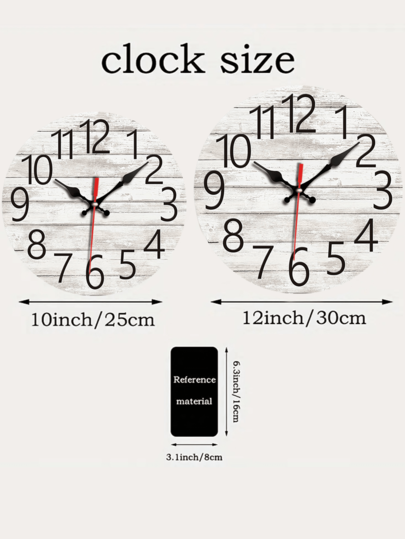 Pc 10 Inch/12 Inch Wooden Round Wand Clock, Retro Old Creative Home Bedroom Living Room Office School ation Silent Non Ticking view 8