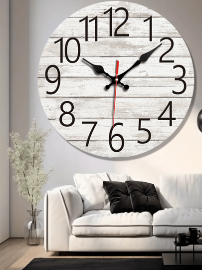 Pc 10 Inch/12 Inch Wooden Round Wand Clock, Retro Old Creative Home Bedroom Living Room Office School ation Silent Non Ticking