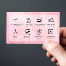 50 张粉色睫毛后期护理卡 | 专业睫毛延长和护理技巧，哑光效果，3.5 英寸 X 2.1 英寸 - 非常适合 Amazing Lashes Studio - Lash Aftercare Cards - 查看 4