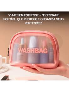 Waterproof Transparent PVC Washbag For Hygiene, Travel And Organization - Rose Red - View 3
