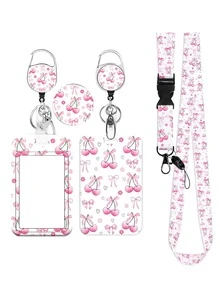 Suport retractabil pentru insignă cu model de cireșe, etichetă de identitate, carabină pentru insignă de angajat, rolă retractabilă roz pentru insignă cu șnur detașabil - Suport pentru ID și chei cu citate motivaționale, protector vertical pentru carduri pentru biroul principal, doctor, asistentă medicală, profesor, femei, studenți și profesioniști, cadou de Paște