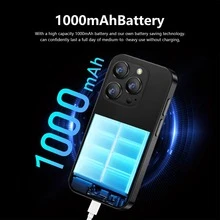 World's Smallest Smartphone - Android 9 Mini Phone With Quad-Core Processor, 16GB ROM/2GB RAM, 5MP Camera, Dual SIM Slots, Face Unlock & Touchscreen -Gift For Boys & Girls, With Apps ( Play Store) - Pink & Black. Mini Phones. Halloween Gift. Christmas Present. Phone Camera - Blue - View 5