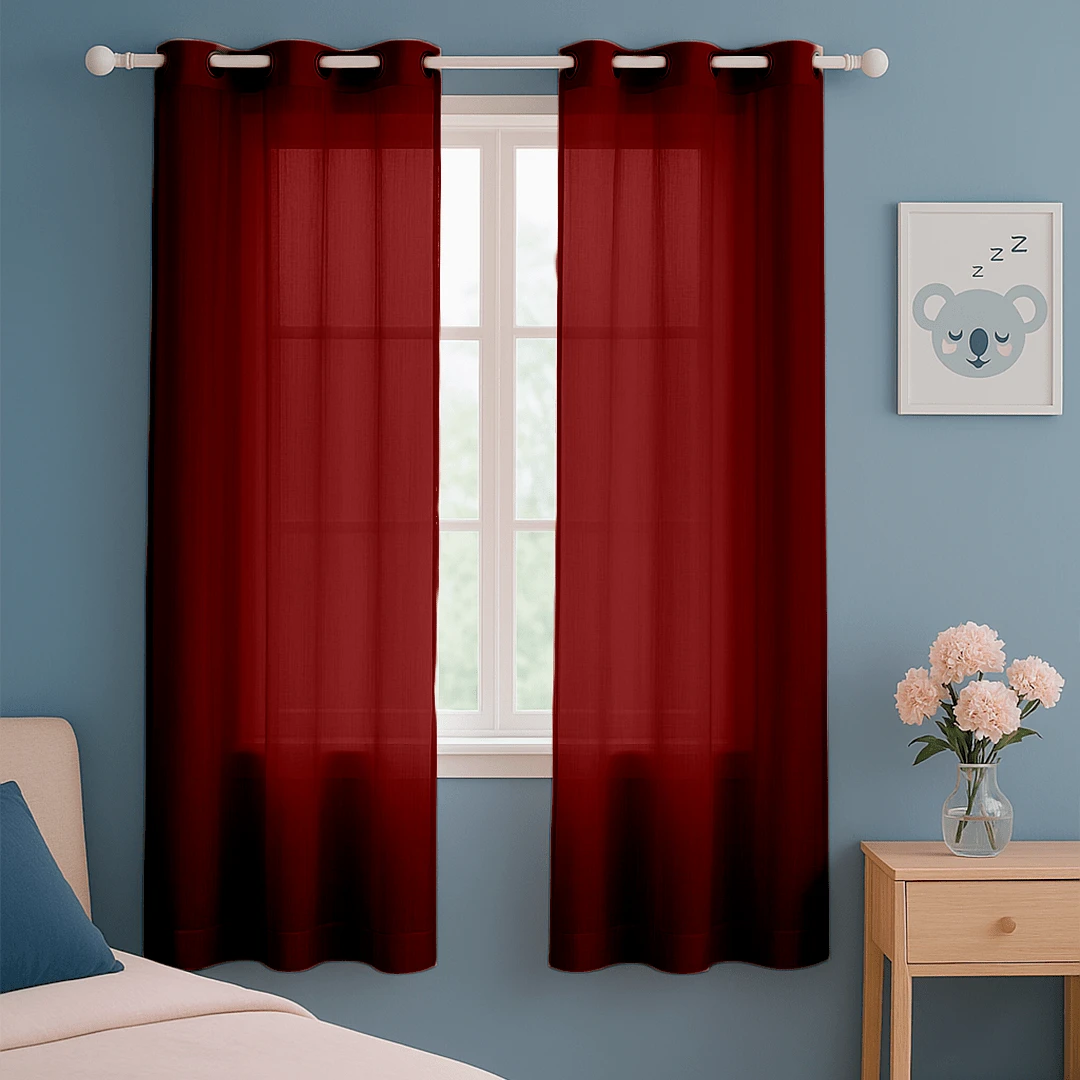 Roma Curtain 2.00m (Width) X 1.40m (Height) For Living Room And Bedroom Promotion - Burgundy - View 1
