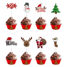 Christmas Theme Cupcake Decorations - Christmas Tree, Santa Claus, Reindeer, Snowflake Cake Toppers, Merry Christmas, Winter Baby Shower, Birthday Party Cake Supplies