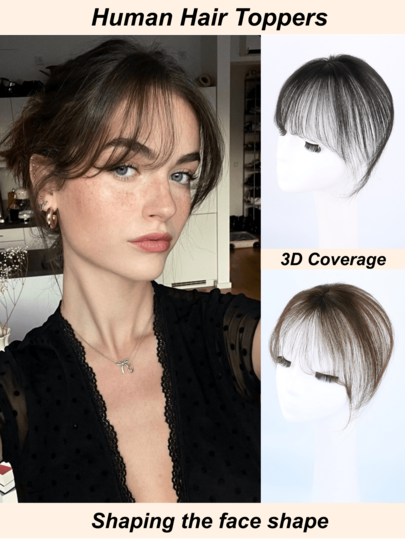 4x6cm Hair Toppers With Bangs For Women Clip In Human Hair Extension 360° Cover Gray Hair And Increase Hair Volume For Thinning Hair Topper Hair Extension Seamless Top Hairpiece Lightweight Straight Hairpiece For Daily Use