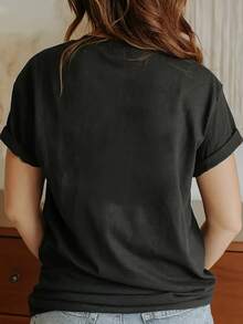 Camiseta de mujer de Guns N' Roses con estampado de rock vintage, camiseta con diseño retro, camiseta de manga corta con impresión de letras - Negro 2 - Ver 4