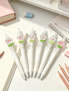 High Quality, Fresh, High-Grade, Ins Style Floral ST Pen, Neutral Pen, Limited Quality Push Pen, Student, Girl's Heart Gift Pendant.