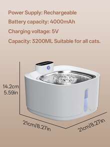 Fountain For Cats Without Wires - 3.2L Cat Fountain With Motion Sensor,Silent Automatic Water Dispenser For Cats And Dogs,Rechargeable Battery Powered