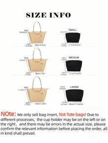Sisipan Pengatur Tas Tangan Le Pliage, Pengatur Tas Tote Berbahan Felt dengan Banyak Kantong, Pengatur Kantong Berresleting, Pengatur Tas Bagian Dalam Musim Gugur/Dingin - Coklat - View 8