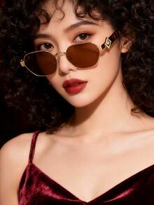 Gafas poligonales de moda para mujer, gafas con estampado de leopardo retro, gafas de estilo callejero para mujer, accesorio de vestir elegante de alta gama