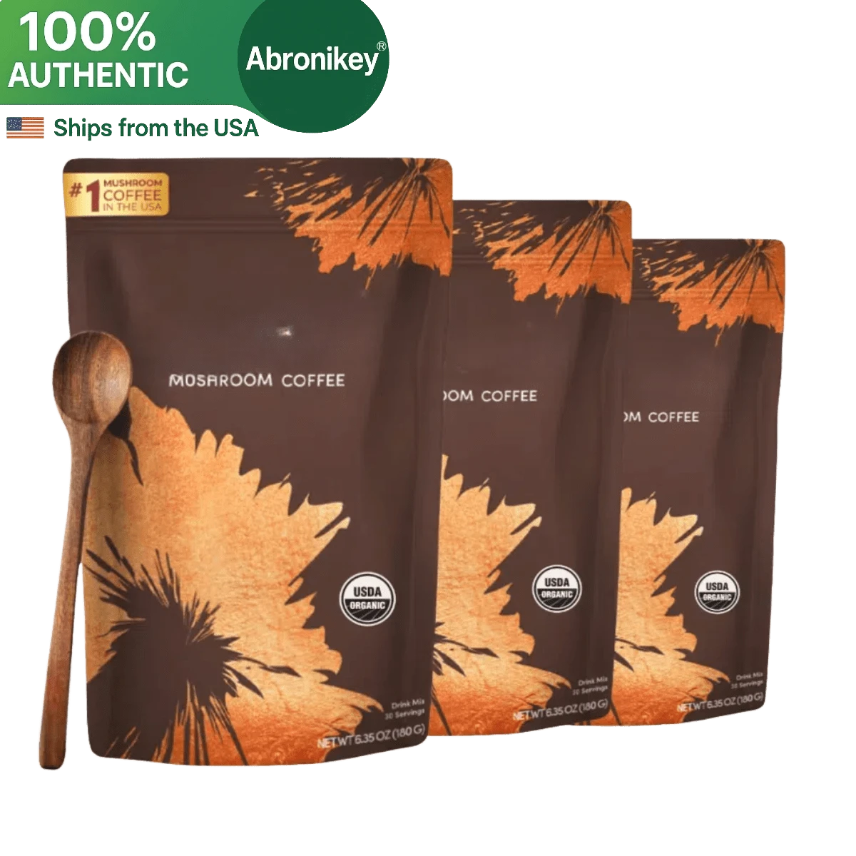 Abronikey 3 Pack | Organic Mushroom Coffee – Energy & Focus Support With Functional Mushrooms – Rich Flavor, Brew-In-Bag Convenience – Plant-Based Wellness Blend - 3 件裝 - 查看 1
