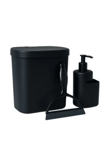 Complete Sink Kit | Trash Can, Dispenser, And Squeegee – Organization And Style - Black - View 2