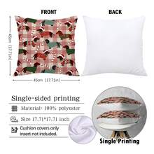 MEMNUN 1 件圣诞红格子腊肠犬戴圣诞帽印花靠垫套 [无枕芯]，17.7*17.7 英寸 (45*45 厘米)/19.69*19.69 英寸 (50*50 厘米)/15.75*15.75 英寸 (40*40 厘米)，[单面印刷] 圣诞装饰、房间装饰、家居装饰、卧室装饰、沙发、床、客厅、卧室、汽车、办公室、酒店装饰、抱枕套、适合所有季节、送给家人和朋友的完美礼物