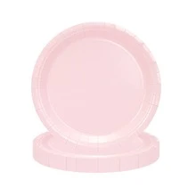 10件/20件/50件圆形粉色纸质餐盘7英寸9英寸一次性餐盘生日派对婚礼晚宴节日野餐或旅行派对餐盘 - 粉色 - 查看 3