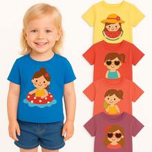 Kit 3 100% Cotton Girls' T-Shirts - 3 Summer Children's Girls' Blouses - 彩色 - 查看 2