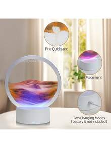 1pc Led Creative Sandglass, Festival Gift, Glass Liquid Sand Painting Night Light, Usb/Battery Dual-Use Touch Night Light, Bedroom Ambient Table Lamp, Home Decoration, Gift For Friends Birthday Gifts Graduation - Glass Quicksand Painting Night Light - View 3