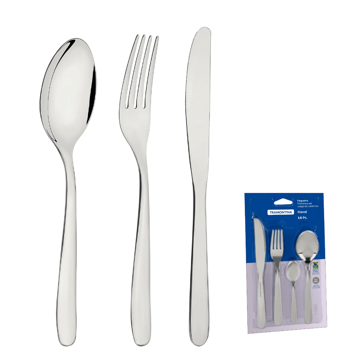 Faqueiro Tramontina Havaí 16 pcs Aço Inox Colher Garfo Faca