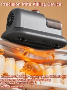 GENAI Leistungsstarker Milben-Staubsauger mit UV-Sterilisation, Wärmetrocknung & LCD-Display, leise Staubentfernung für Bett & Sofa