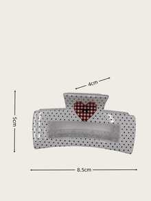 3pcs/6pcs Elegant Resin Claw Clips, Medium Hair Claw With Heart & Bow Print, Cute Rectangular Hair Accessories, Suitable For Women And Girls Fashion Hair Clutch