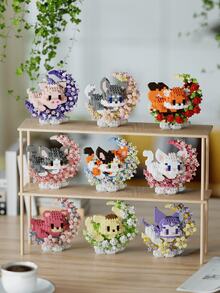 18 Pcs Cute Moon Flower Animal Building Blocks, DIY Animal Series Blocks, Desktop Decoration, Stress Relief, Home Decor, Assembling Figurine, Office Desk Accessories, Birthday Gift, New Year Gift, Christmas Gift, Suitable For Girlfriend Birthday, Creative Valentine's Day Gift