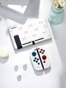 1 件粉色波尔卡圆点蝴蝶结图案保护壳，适用于 2/Switch NS/Switch OLED/Lite，配件适用于 Switch 游戏机，全套包括储物袋、卡槽底座，是适合 Switch 玩家的最佳礼物 - 彩色 - 查看 21