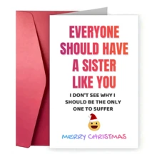 1pc Funny Christmas Card For Sister, Humorous Sis Card Unique "Everyone Should Have A Sister Like You" Greeting Card Suitable For All Occasions For Besties,Best Gift - Multicolor - View 3
