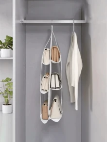 1 Stück 6/8 Fächer Platzsparende Aufbewahrungstasche, kann verschiedene Handtaschen ordentlich organisieren, mehrstöckige hängende Handtaschen- & Geldbörsenaufbewahrungstasche, geeignet für Kleiderschrank, Taschenverstauer - Schwarz - Übersicht 3