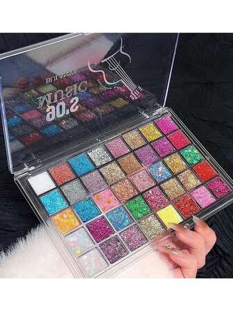 40 Colors Eyeshadow Palette, High Pigment Shimmer And Glitter Shadows | Long-Lasting, Blendable For Party, Holiday And Glamorous Looks Makeup