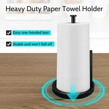 Paper Towel Holder Countertop, Standing Paper Roll Holder With Anti Slip Weighted Base, Stainless Steel Paper Towel Holder For Bathroom And Kitchen, Suit For Standard And Large Rolls, Black, Home Decor, Party & Christmas Storage - màu đen - Xem 4