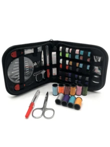 1 pieza Kit de costura portátil de viaje con talla grande de 60 piezas - Juego de herramientas de reparación de emergencia completo para el hogar, la sastrería y la reparación de ropa - Negro - Ver 5