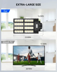 Adewalk Solar Street Lights Outdoor, Commercial Solar Parking Lot Lights With Motion Sensor And Remote Control, IP67 Waterproof, Wide Angle Dusk To Dawn Outdoor Lighting, Large Dimension - 黑色 - 查看 4