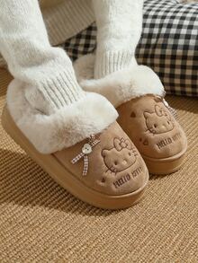 SANRIO 2025新款毛绒拖鞋，3D豹纹蝴蝶结加厚柔软内里 - 优雅公主拖鞋，派对拖鞋，升级静音鞋底，保暖舒适，家居拖鞋 - 透气无异味，女士拖鞋，情侣拖鞋，粉色/棕色（尺码偏小） - 淺咖色 - 查看 6