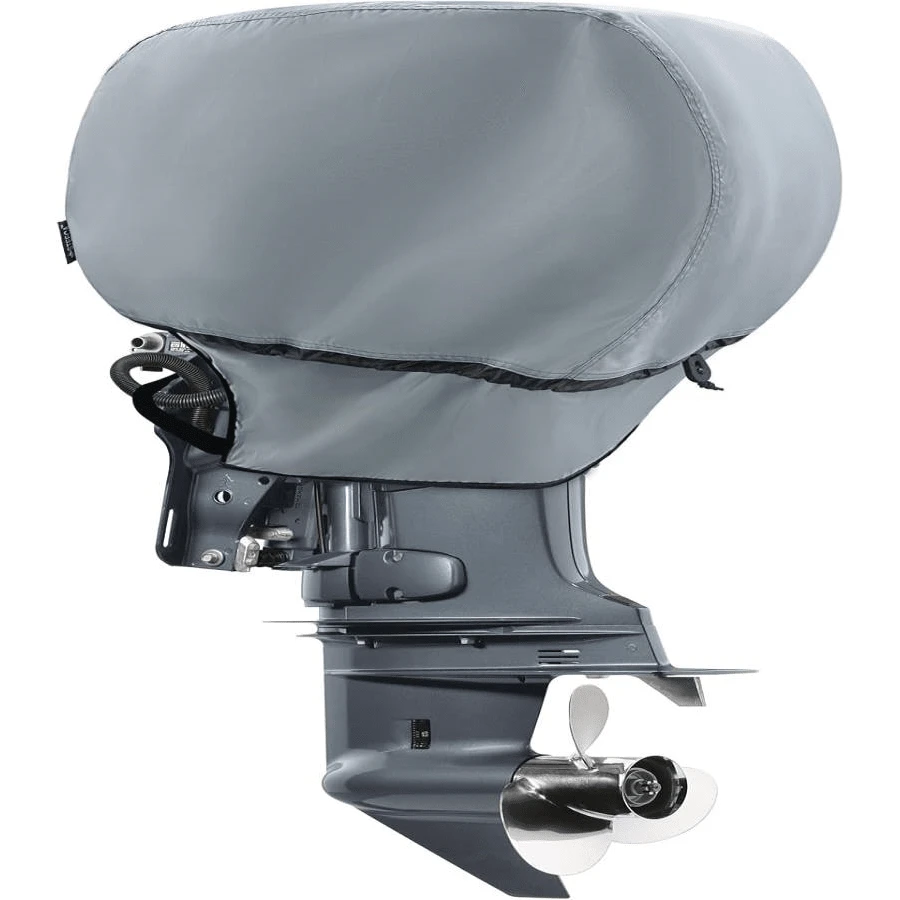 STEECA Waterproof Outboard Motor Cover 600D Fade Resistant Boat Engine Hood Cowling Cover Fits Motor 115-225 HP, Grey - ColorA - 查看 1