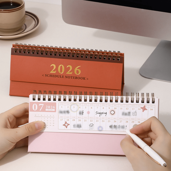 1 قطعة مخطط يومي بطاقة ثقب 2026، تقويم مكتبي حلزوني سلكي بسيط، مخطط شهري مصغر منظم مكتبي