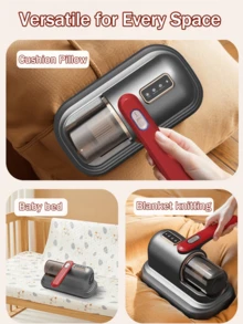 GENAI Leistungsstarker Milben-Staubsauger mit UV-Sterilisation, Wärmetrocknung & LCD-Display, leise Staubentfernung für Bett & Sofa