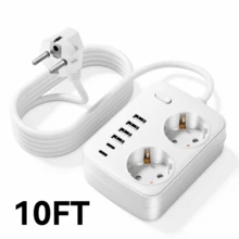 1 bộ chống sét lan truyền đa cổng 8 trong 1, có 2 ổ cắm điện AC, 4 cổng USB-A, 2 cổng USB-C, công tắc nguồn độc lập, điện áp hoạt động 100-250V, thích hợp sử dụng tại nhà, văn phòng và trạm sạc khi đi du lịch. - Phích cắm loại F của EU (220-240V) - Xem 15