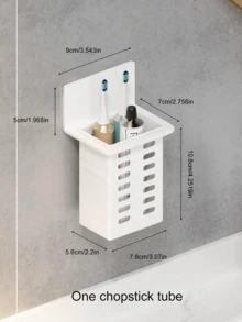 1/2 piezas Soporte de pared blanco montado para cepillo de dientes y pasta de dientes para baño, pasta de dientes, peines, afeitadoras, sin necesidad de perforación, almacenamiento, decoración del hogar, decoración del baño, decoración de otoño, temporada de vuelta a la escuela, accesorios de baño y utensilios de cocina - Negro - Ver 10