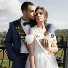 Écharpe de mariage "Juste mariés" Ruban décoratif pour la mariée et le marié