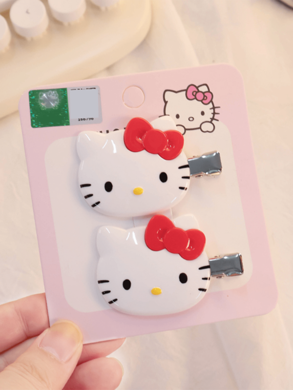 Hello Kitty Red Hair Clip Set, Classic Bow Design With Vibrant Red Color, Perfect For Making A Bold Fashion Statement, Versatile For Casual Outfits And Formal Events, Great For Hello Kitty Enthusiasts And Individuals Looking For Stylish And Functional Hair Accessories