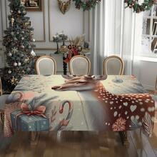 1/20 件圣诞桌布，豪华可爱麋鹿，彩色圣诞球和圣诞礼物图案桌布，圣诞主题，快乐的圣诞氛围，适合室内/室外使用，非常适合节日派对和活动 - 彩色 - 查看 5