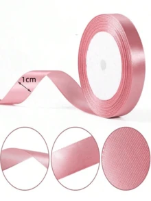 1cm High-Quality Wide Pink Wedding Bow Ribbon For Young Girls, Double-Sided Glossy Satin, Luxury Decoration, Wedding Dress Decoration, Used To Create Stunning DIY Bows, Luxurious Craftsmanship And Gift Packaging Materials, Suitable For DIY Handicrafts - Pink - View 9