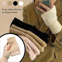 2 双女士柔软保暖冬季手套 - 弹性贴合露指手套，纯白色寒冷天气手套，适合日常和正式服装，可手洗 - 女士舒适冬季配饰，女士冬季手套，休闲装，时尚手套设计，耐用手套材质，寒冷天气装备，时尚手套，高品质手套，时尚爱好者（1/2 双） - 彩色 - 查看 5