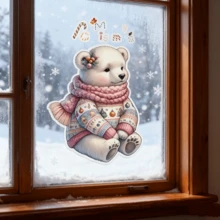 1pc Christmas Holiday Snowman & Santa Claus Wall Sticker - Plastic Adhesive Decor, Suitable For Glass, Windows, Bathroom, No Electricity Required, Creative Santa Claus Pattern Sticker, Reindeer Snowflake, Christmas Snowflake Window Sticker, Christmas Decorative Sticker, Christmas Snowflake Santa Claus Reindeer Snowman Sticker, Christmas Decor Sticker