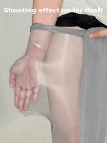 1 Pair Women Plus Size Shiny Aurora Grey Tights/Pantyhose - Grey - View 10