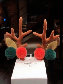 2个圣诞鹿角发夹，侧刘海发夹，森林仙子鹿发饰，发卡，发夹 - 彩色 - 查看 4