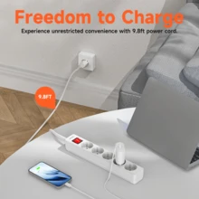 LIPWEL 16A 3680W European Style Power Socket With Switch And Safety Door, Flame Resistant Housing, 1.8m/3 Meters Extension Cord, Wall-Mounted, Suitable For Living Room, Kitchen, Office - White, Kitchen Appliance Socket, Compact Design, Flame Retardant Material - EU E Type Plug(220-240V) - View 4