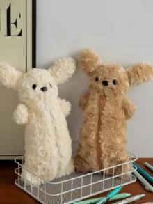 1个大容量泰迪熊毛绒铅笔盒，文具收纳袋，适合女生学生，可爱卡通狗设计 - A - 查看 4